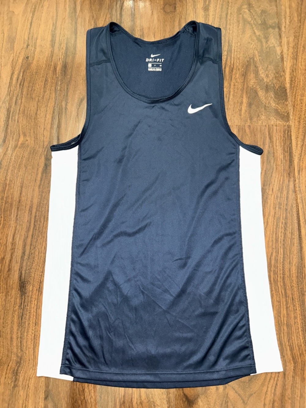 Nike Miler Running Navy and White Dri-FIT Athletic Tank Top